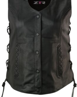 Z1R Women's Gaucha Leather Vest Black Small