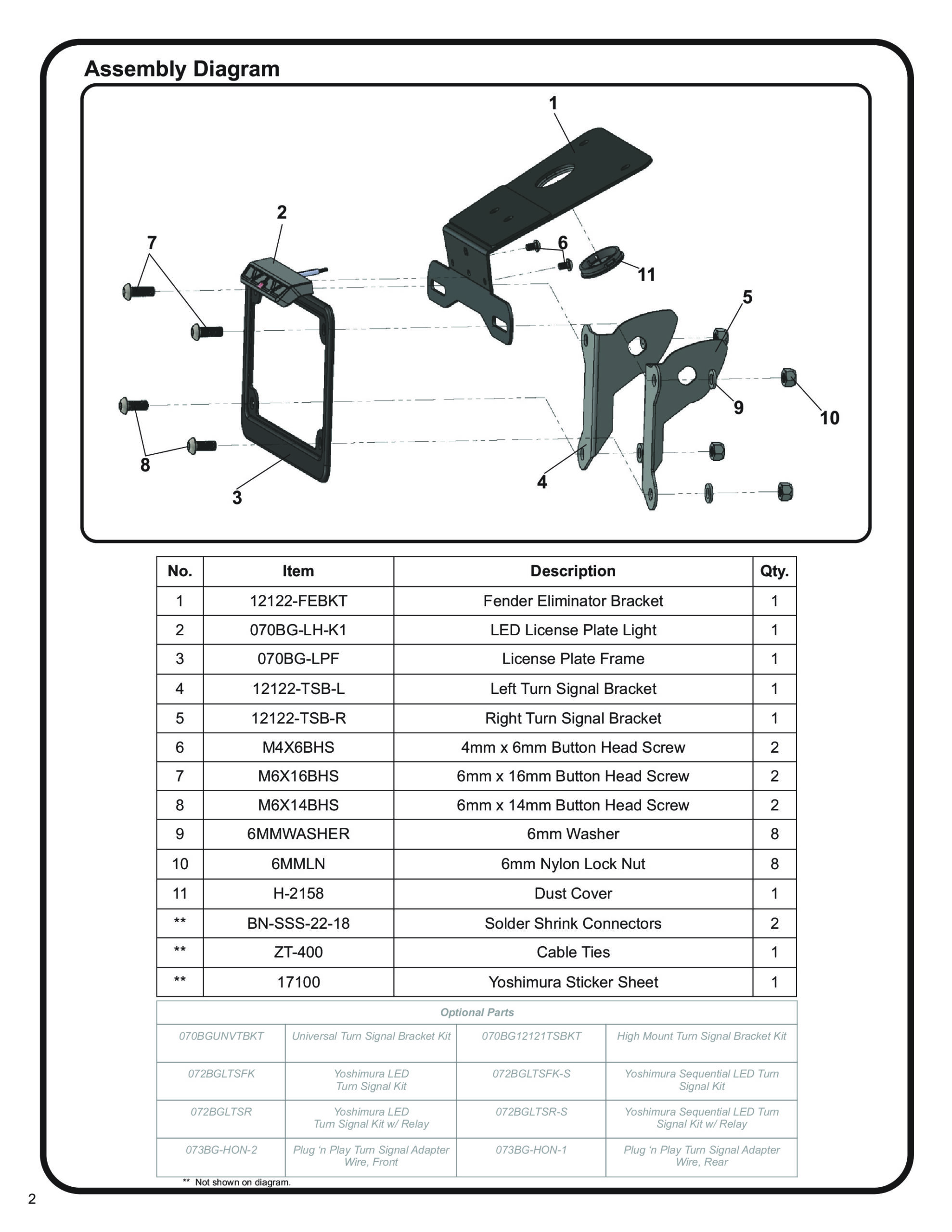Fender Eliminator w/ Black Anodized License Plate Frame & LED Light - Image 3