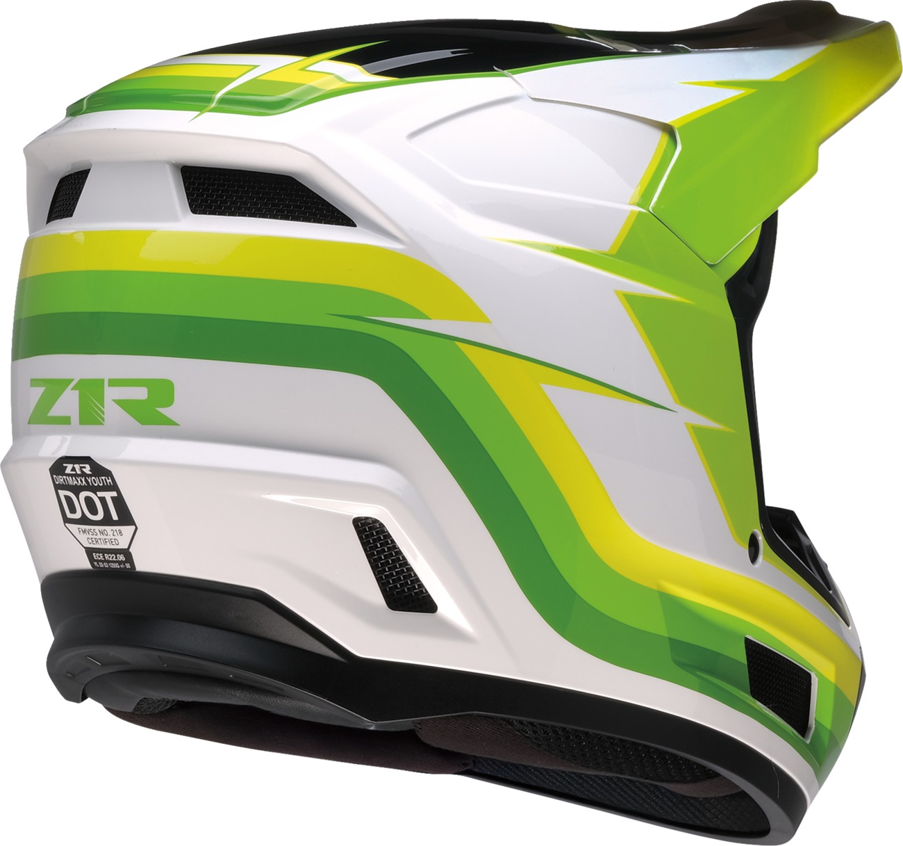 Z1R Youth Dirt Maxx Vortex Helmet White/Green Large - Image 3