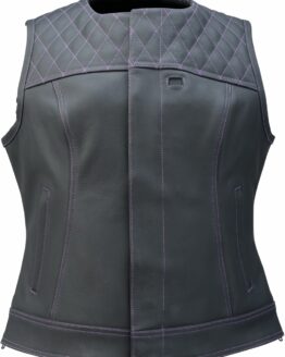 Z1R Women's Werk Leather Vest Black Large