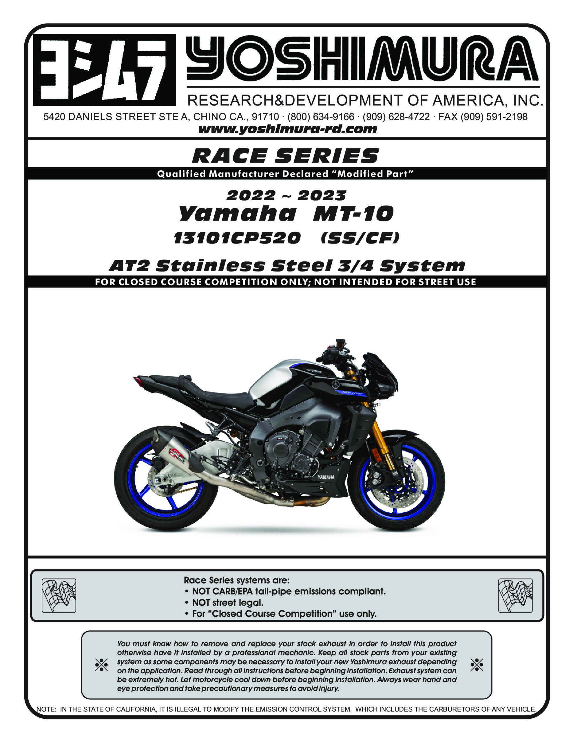 Race Alpha T Stainless Steel 3/4 Slip On Exhaust - Image 6