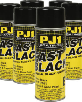 Case of 6 - Fast Black 500f Engine Paint, Gloss Black, 11oz Aerosol