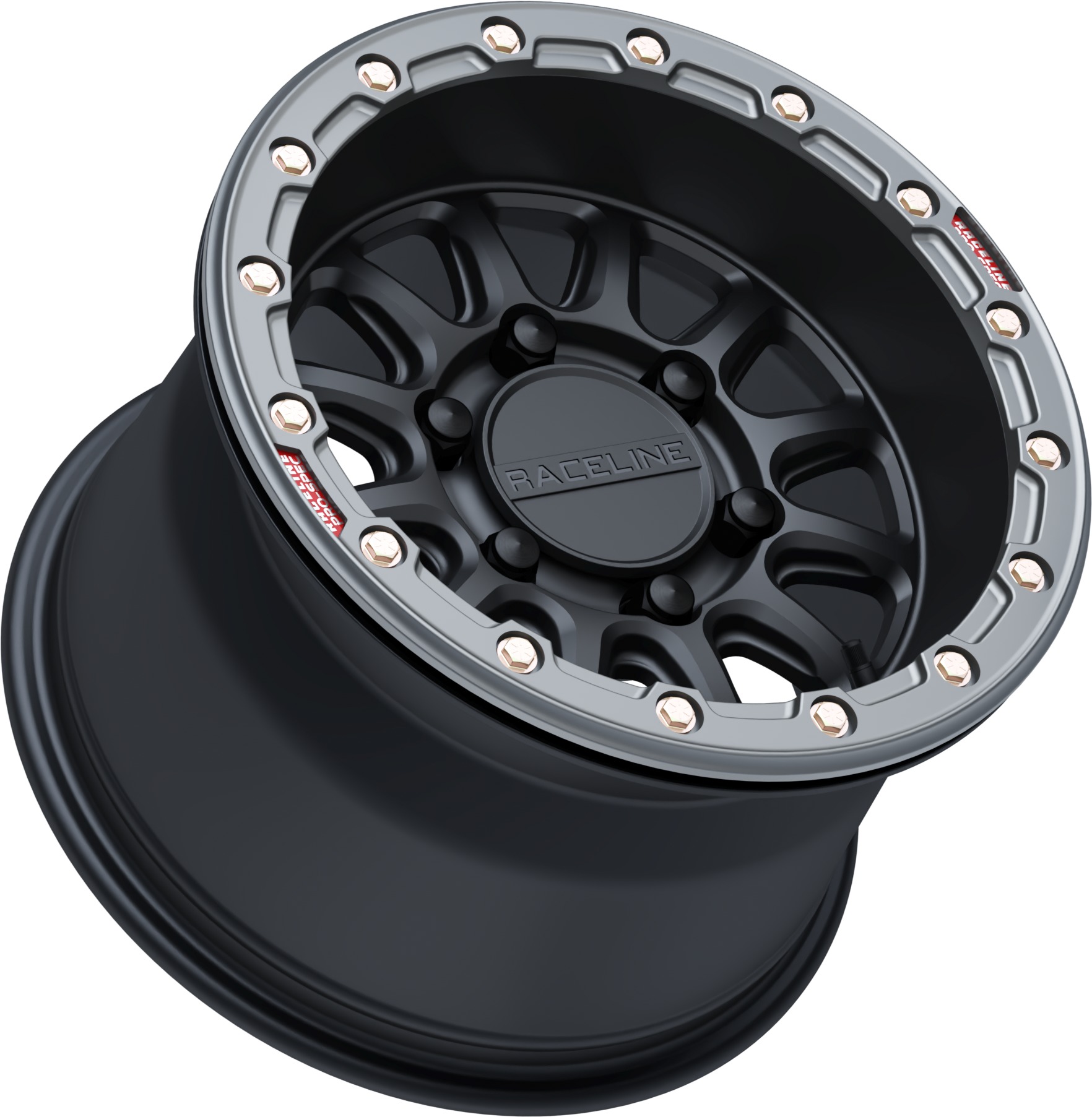 Raceline Alpha Beadlock Wheel 15x10 6x139.7 +25 Black Gunmetal Ring - Image 3