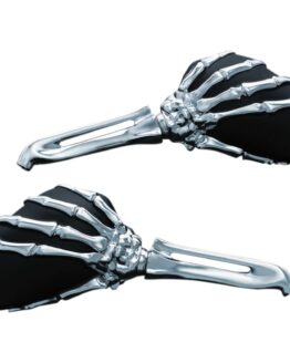 Kuryakyn Skeleton Hand Mirrors Chrome/Black 5"x3" ECE-Compliant