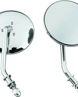 Bikers Choice 4in Round Short Stem Mirror Left Chrome 65-Up