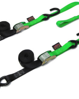 Powertye 1x6 ft Soft-Tye Tie Down Pair with Secure Hooks Black/Green