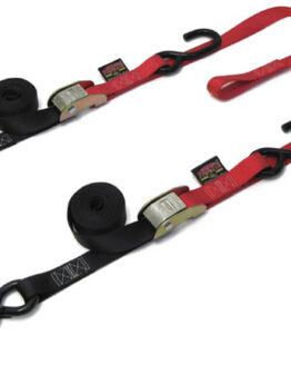 1"x6' Soft-Tye Tie Down w/Secure Hook - Pair, Black & Red