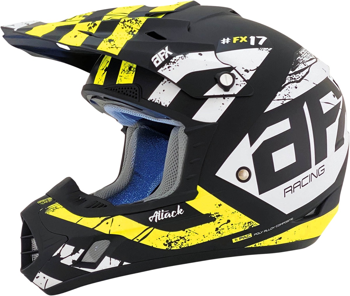 AFX FX-17 Attack MX Helmet XS Matte Black Yellow Adult - Image 4