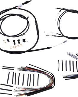 Extended Black Control Cable Kit For Softails - 16" tall bars