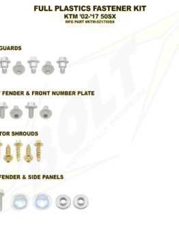 Bolt Full Plastic Fastener Kit Silver Steel Fits 02-19 KTM 50 SX