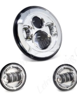 Letric Lighting 7" LED Headlight w/ Passing Lamps Chrome