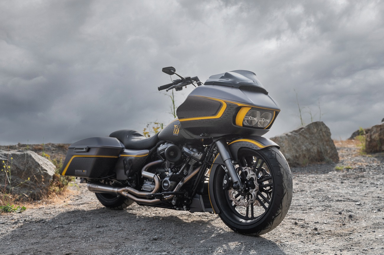 Kodlin USA Super Fat Flowbar Handlebar 1-1/2in x 12-1/2in Black For Harley Road Glide - Image 3