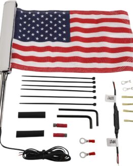 CIRO LED Flagpole with U.S. Flag Chrome 12V Lighted Universal Mount