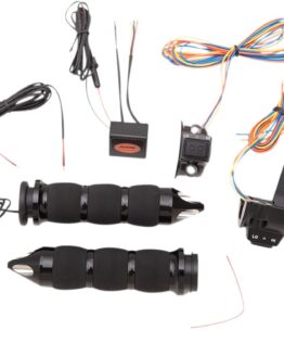 Heated Air Cushion Grips w/ Clutch Perch Switch - Black Spike