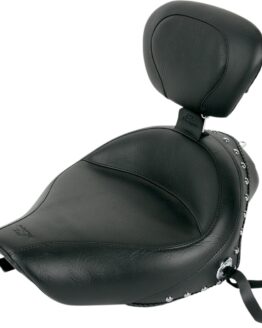 Wide Concho Studded Solo Seat Black w/Backrest