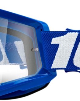 100% Strata 2 Blue Goggles Clear Lens Anti-Fog MX Off-Road ATV
