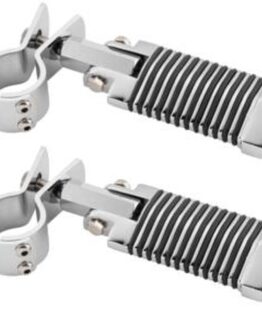 BikeMaster Silver Aluminum Engine Guard Clamp Foot Pegs 1-1/4" Pair