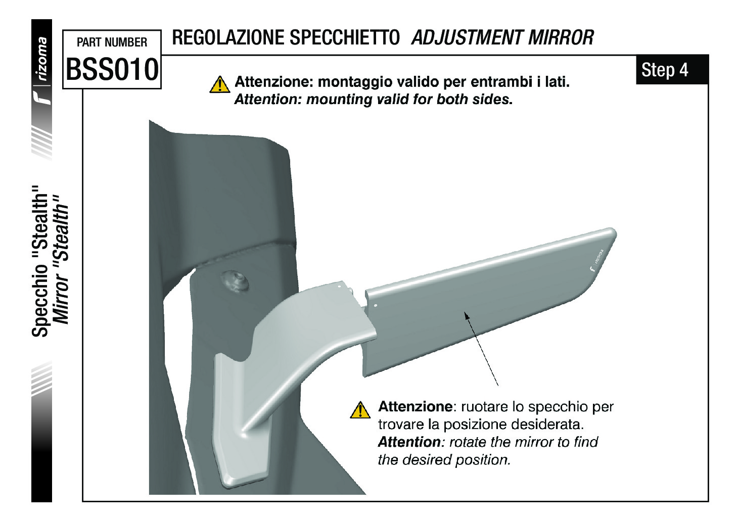 Rizoma Stealth Sport Mirrors Black Pair Fits 20-23 BMW S1000RR - Image 9