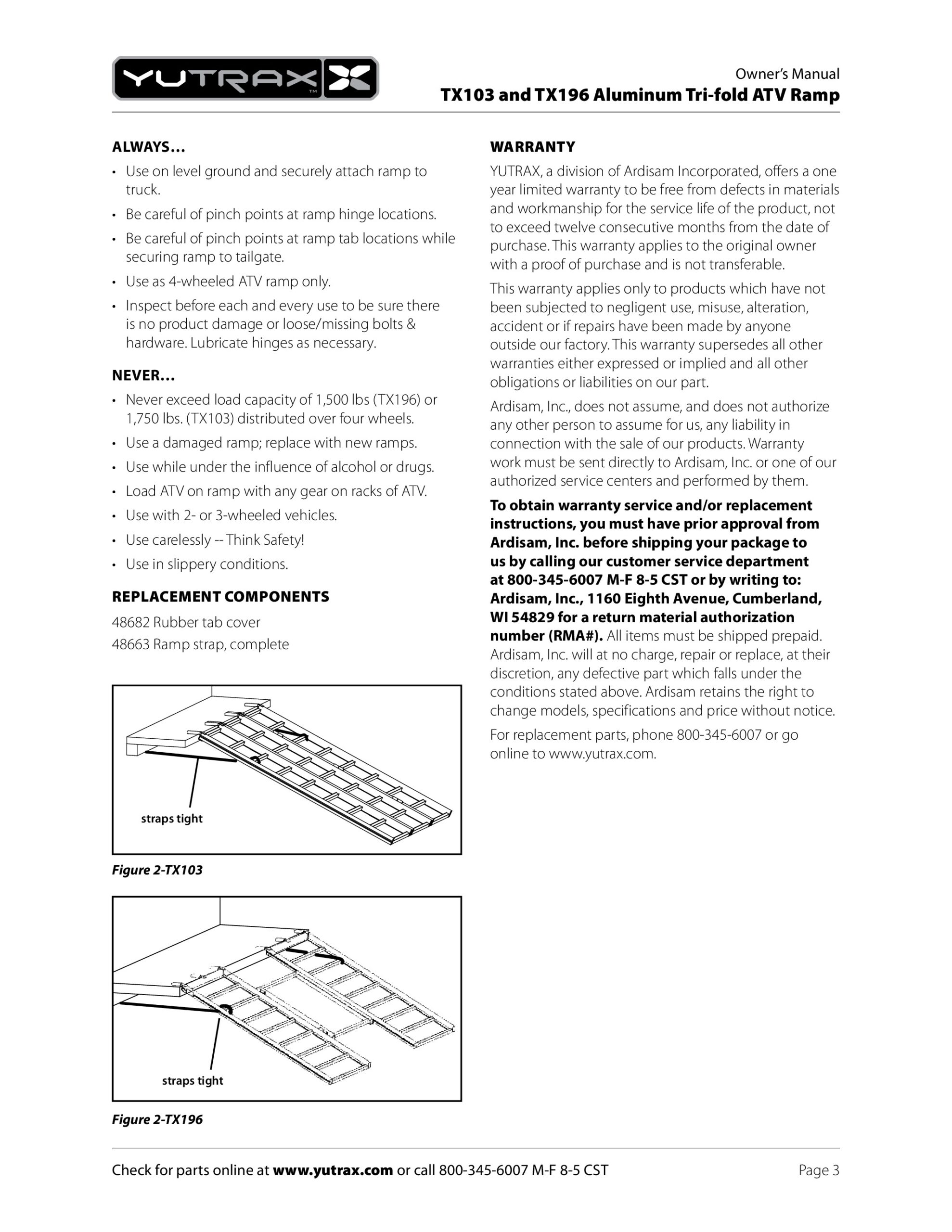 Tri Fold Loading Ramp - 50x69 - 69" Long, 50" Wide, Folds to 17.5" - Image 5