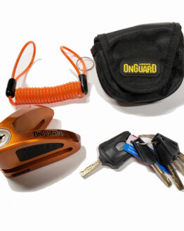 On Guard Locks Boxer Disc Lock Orange - 10mm Pin with Pouch & Reminder