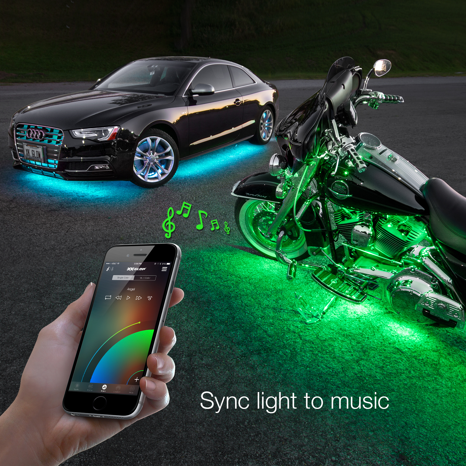 Strip Million Color Smartphone App ATV/Motorcycle LED Light Kit 8xPod + 4x10In - Image 4