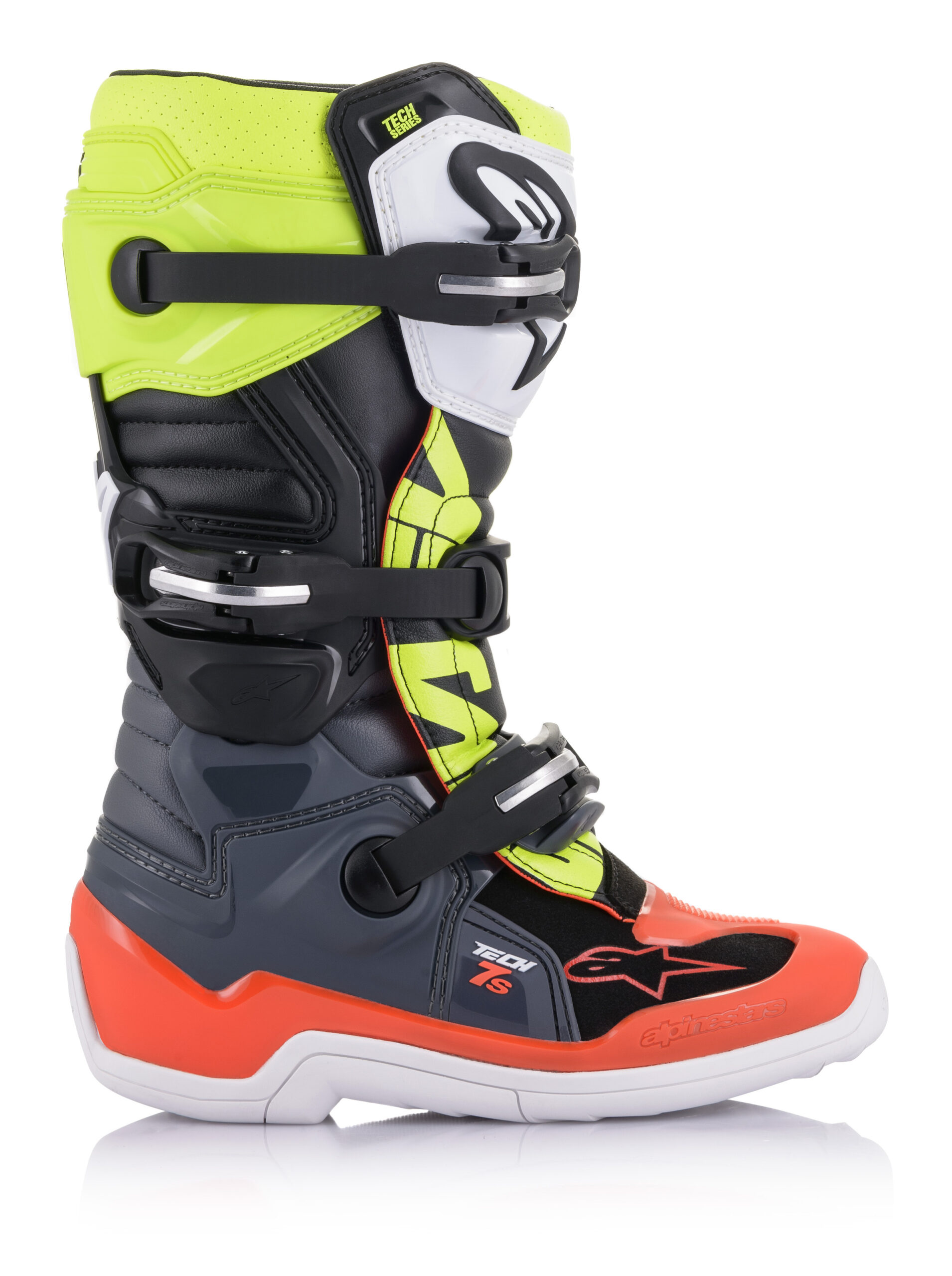 Alpinestars Tech 7S Youth Boots Black/Gray/Red/White/Yellow US 8 - Image 6