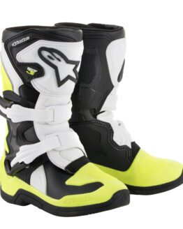 Tech 3S Youth MX Boots Black/White/Yellow Size Y10