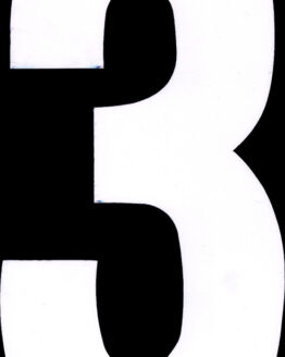 #3 7" Tall White "Extreme" Stick-On Race Numbers - 3 Pack