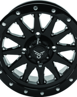 QuadBoss Wagon Wheel 14x7 4+3 4/156 Milled Black