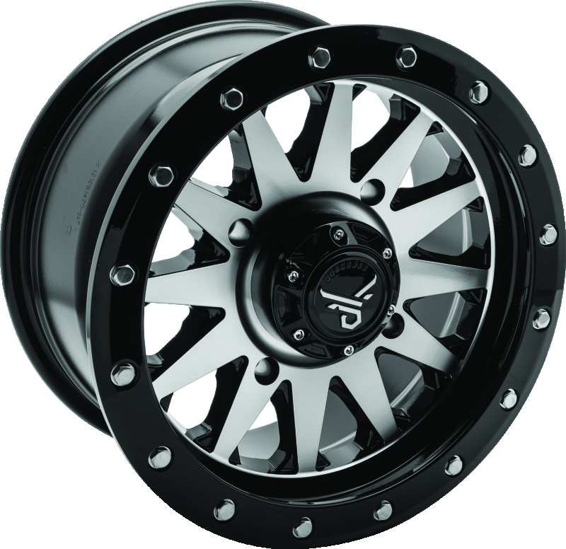 QuadBoss Wagon Wheel 14x7 4+3 4/156 Black Machined - Image 3
