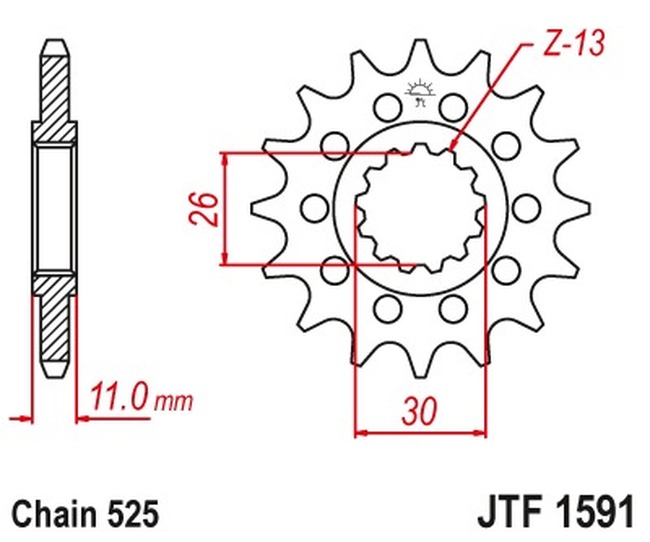 Front Steel Countershaft Sprocket - 16 Tooth 525 - Image 3