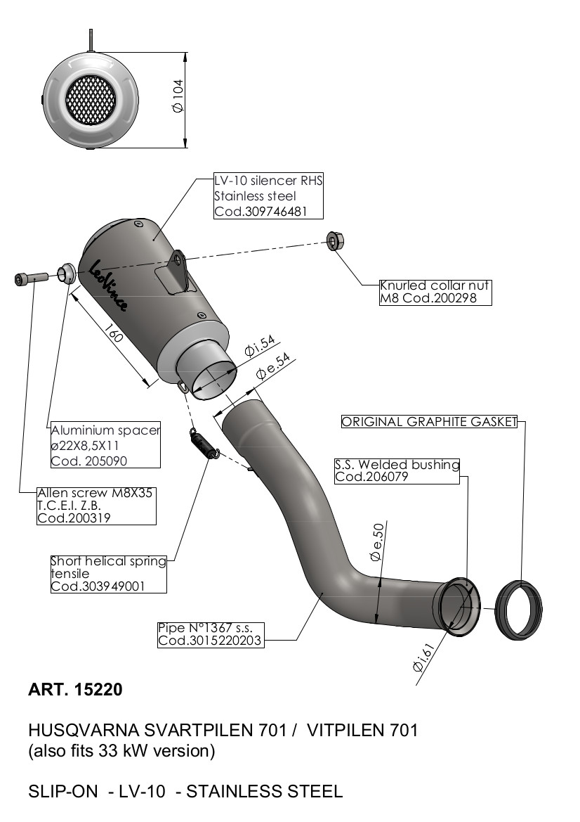 LV-10 Stainless Steel Slip On Exhaust - Image 8