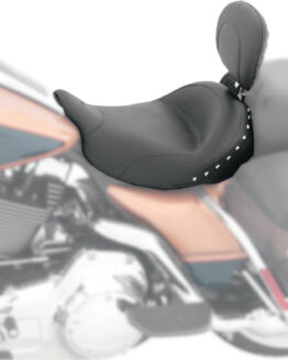 Wide Studded Naugahyde Solo Seat w/Backrest